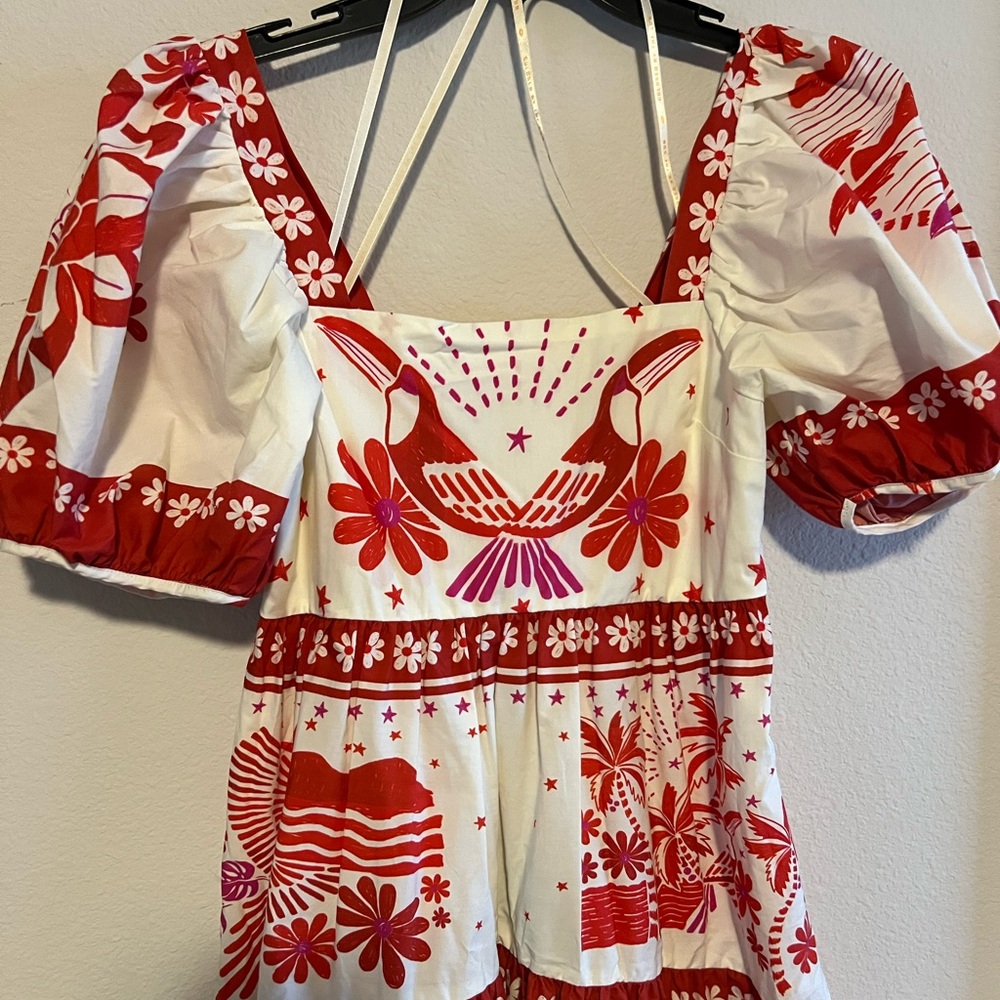 NWT The Farm Rio Rio Tiles Eng Midi Dress Floral A Line - Picture 6 of 15